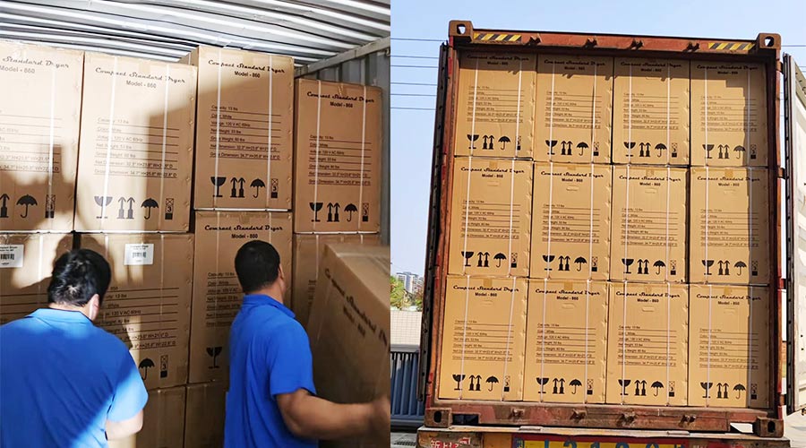 客戶Equator滾筒衣服烘干機(jī)快速裝柜完畢  蓄勢待發(fā)！